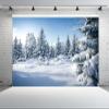 chnywork 15x10ft Winter Snowy Woods Backdrop White Christmas Tree Winter Forest Snow Alps Mountain Blue Sky Christmas Background Xmas New Year Event Holiday Party Decor Photo Booth Props Wallpaper view 2