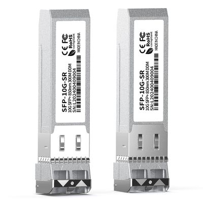 2PCS 10GBase-SR SFP+ Module, Multi-Mode LC Ethernet Transceiver, 10G 850nm MMF up to 400m, Compatible with Cisco SFP-10G-SR, Meraki, Ubiquiti UF-MM-10G, Mikrotik, Netgear, HPE, TP-Link, Aruba and More