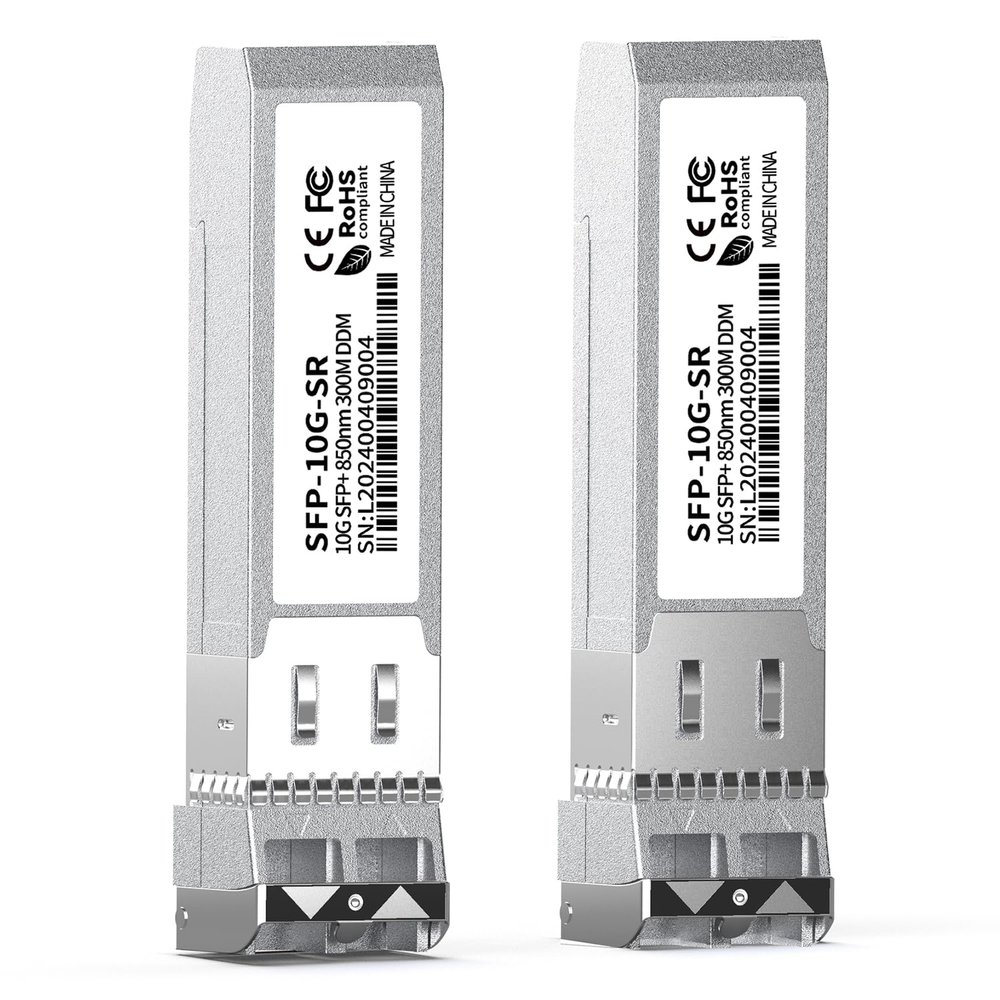 2PCS 10GBase-SR SFP+ Module, Multi-Mode LC Ethernet Transceiver, 10G 850nm MMF up to 400m, Compatible with Cisco SFP-10G-SR, Meraki, Ubiquiti UF-MM-10G, Mikrotik, Netgear, HPE, TP-Link, Aruba and More