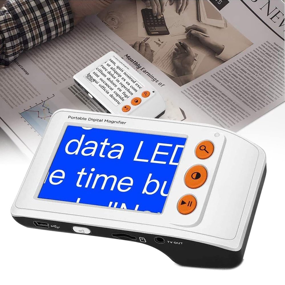 GEHPYYDS Handheld Digital Video Magnifying Glass,3.5 Inches 320 * 240 Screen,Portable E-Reader 2~25 Times Magnifying Glass,8 Image Color,Suitable for Myopia,Visually Impaired People,White