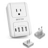 BESTEK International Travel Adapter, 3000W European Travel Plug Adapter for Hair Dryer Curling Iron, USB Travel Wall Charger with Worldwide Wall Plugs for US, EU(PD35W,1004, White) view 1