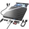 Alxum External CD DVD Drive for Laptop, 8 in 1 Portable CD DVD Burner Rewriter with Multiple Ports Support Faster Transfer Speed CD 8X DVD 24x for Windows 11/10/8/7 MacOS and More view 1