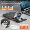 Alxum External CD DVD Drive for Laptop, 8 in 1 Portable CD DVD Burner Rewriter with Multiple Ports Support Faster Transfer Speed CD 8X DVD 24x for Windows 11/10/8/7 MacOS and More view 4