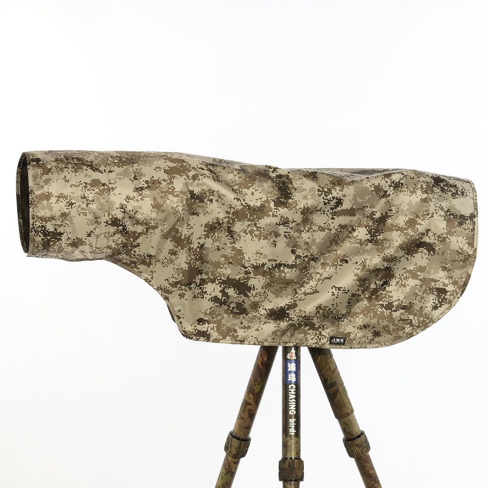 CHASING BIRDS Camouflage Waterproof Opaque Anti-UV Rain Covers Raincoat for Camera and Lens Compatible with Canon Sony Nikon Sigma Tamron Fujifilm Olympus 300/400/500/600/800mm (Brown Grid, L)