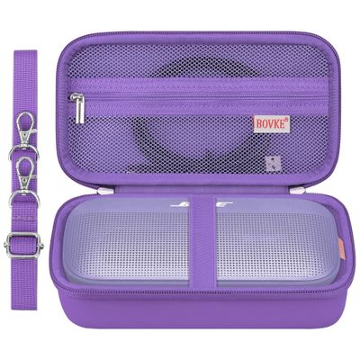 BOVKE Hard Travel Speaker Case for Bose New SoundLink Flex Speaker (2nd Gen) / Bose SoundLink Flex Bluetooth Portable Speaker, Extra Mesh Pocket for Bose Charger, Cables, Purple (W/Shoulder Strap)