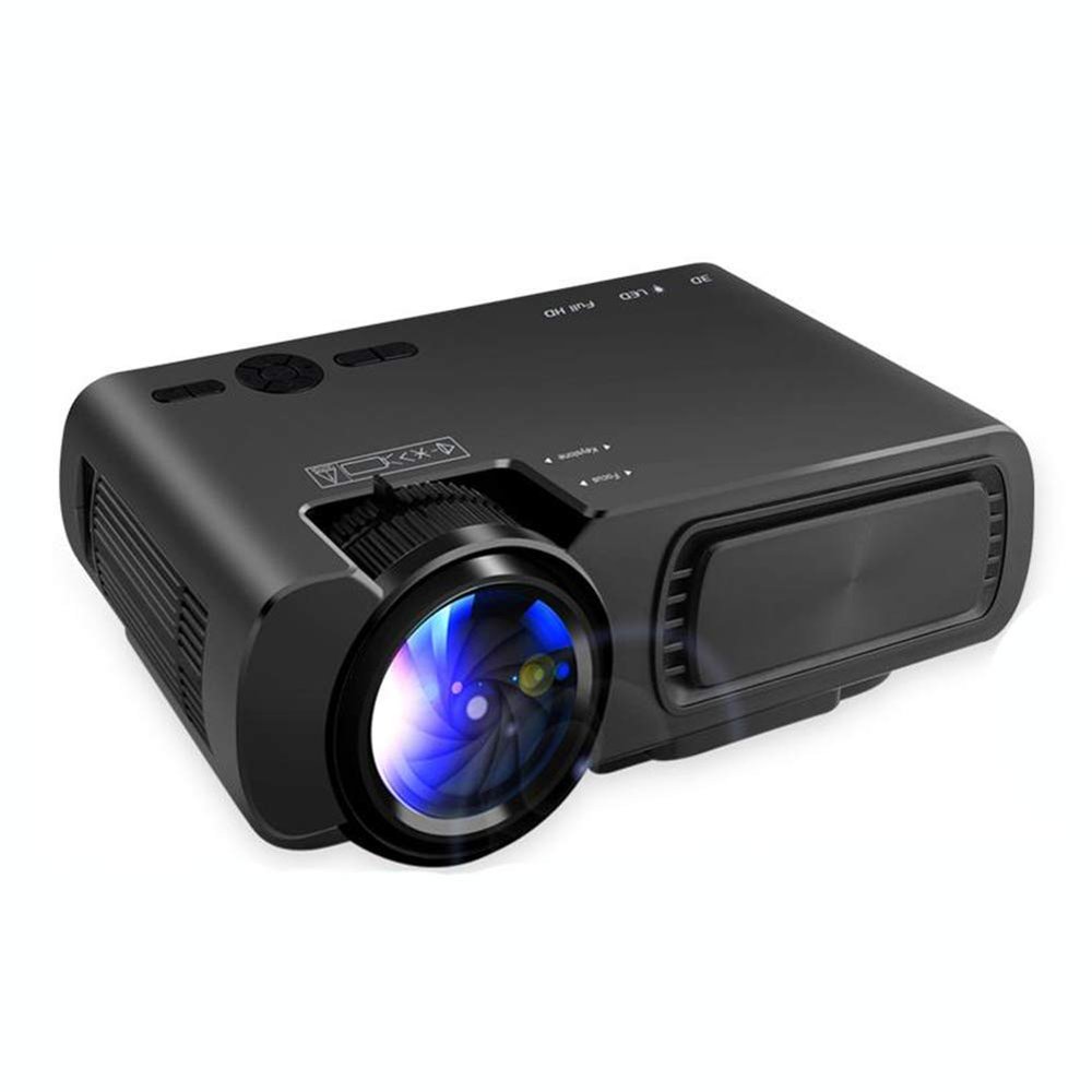 DJXIK Mini Video Projector 800*600Dpi Support 1080P 2600Lumens Android 6.0 Optional Wireless Sync Display for Phone Home Cinema,Black
