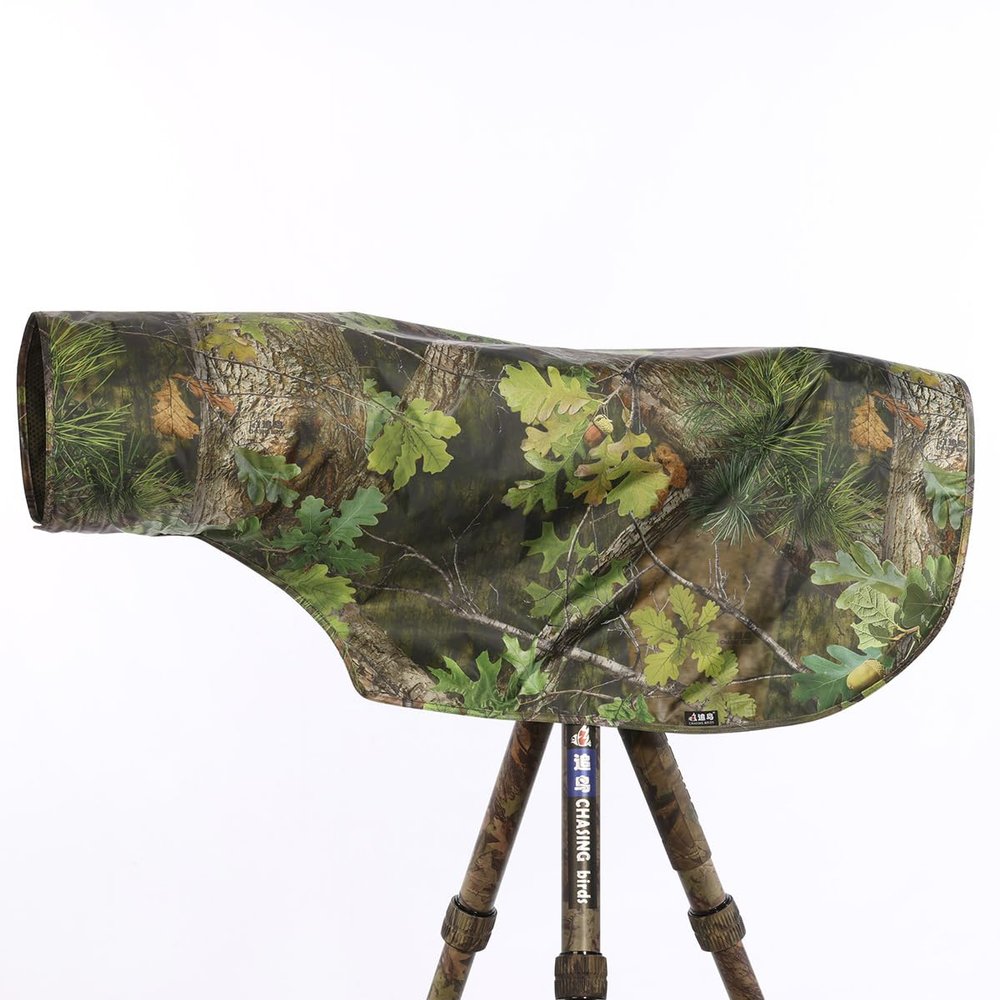 CHASING BIRDS Camouflage Waterproof Opaque Anti-UV Rain Covers Raincoat for Camera and Lens Compatible with Canon Sony Nikon Sigma Tamron Fujifilm Olympus 300/400/500/600/800mm (Green Leaf, M)
