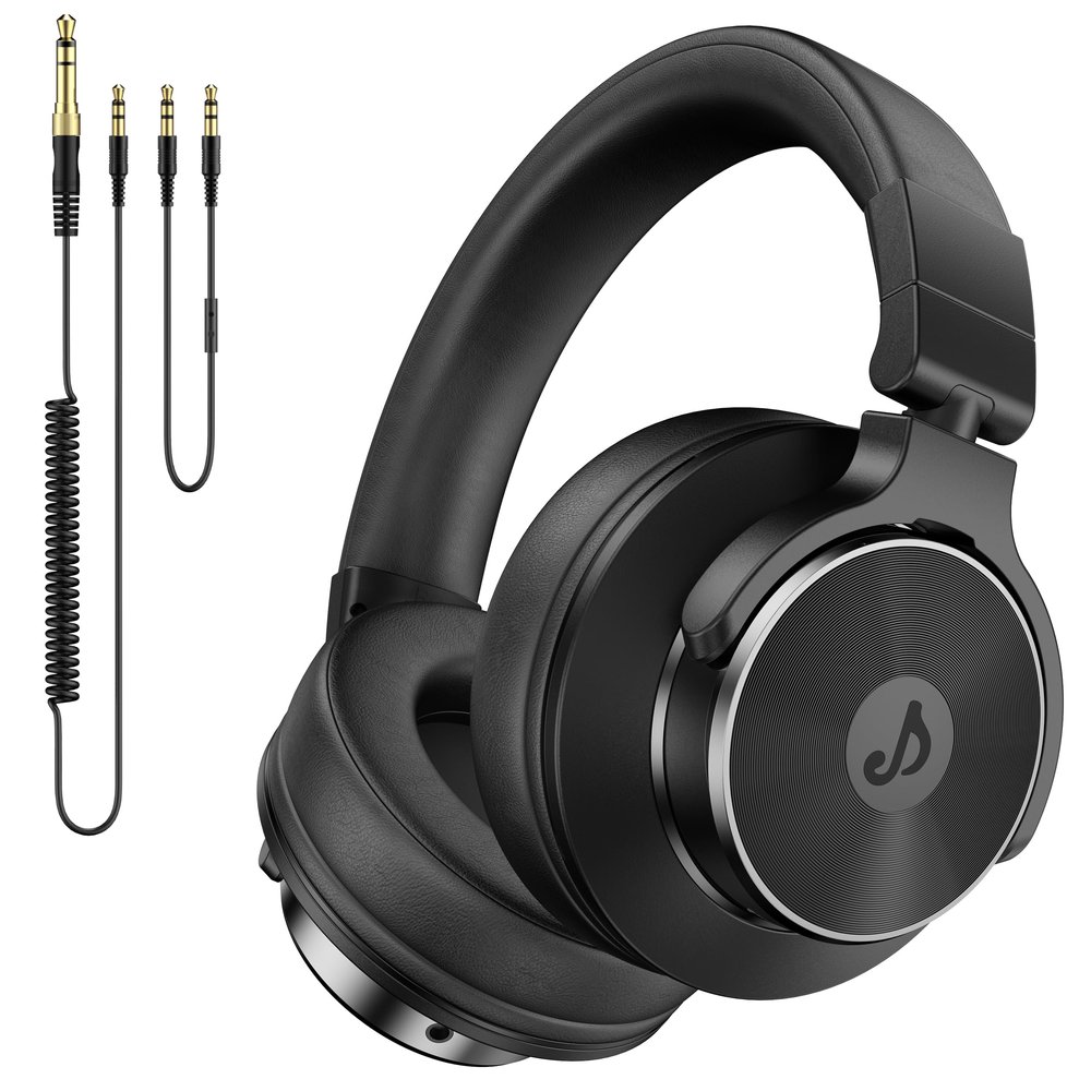 Rumoon DJ Headphones Over Ear Headphones Studio Monitor & Mixing DJ Stereo Headsets with 50mm Neodymium Drivers and 1/4 to 3.5mm Jack for AMP Computer Recording Podcast Keyboard Guitar Laptop (Black)