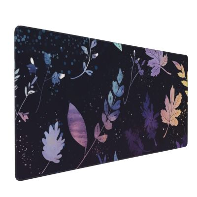BTCOWZRV Large Mousepad Leaves On Starry Sk Gaming Mousepad 16 X 35.5 in Waterproof Keyboard Mousepad Mat Laptop Desk Mat with Stitched Edges Non-Slip Desk Writing Pad for Office Home, Black