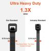 8 Inch Zip Ties Double Sided Toothed (Bulk 1000 Pack Black),65lbs Tensile Strength Heavy Duty Cable Wire Ties with Self-Locking Adjustable Nylon Tie Wraps for Indoor Outdoor (Patented Design) view 3