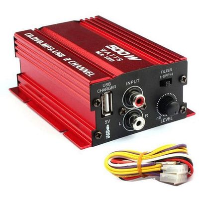 Danolapsi MA150 500W Car Motorcycle 12V 2CH 2 Channel Audio AMP Amplifier Subwoofer red