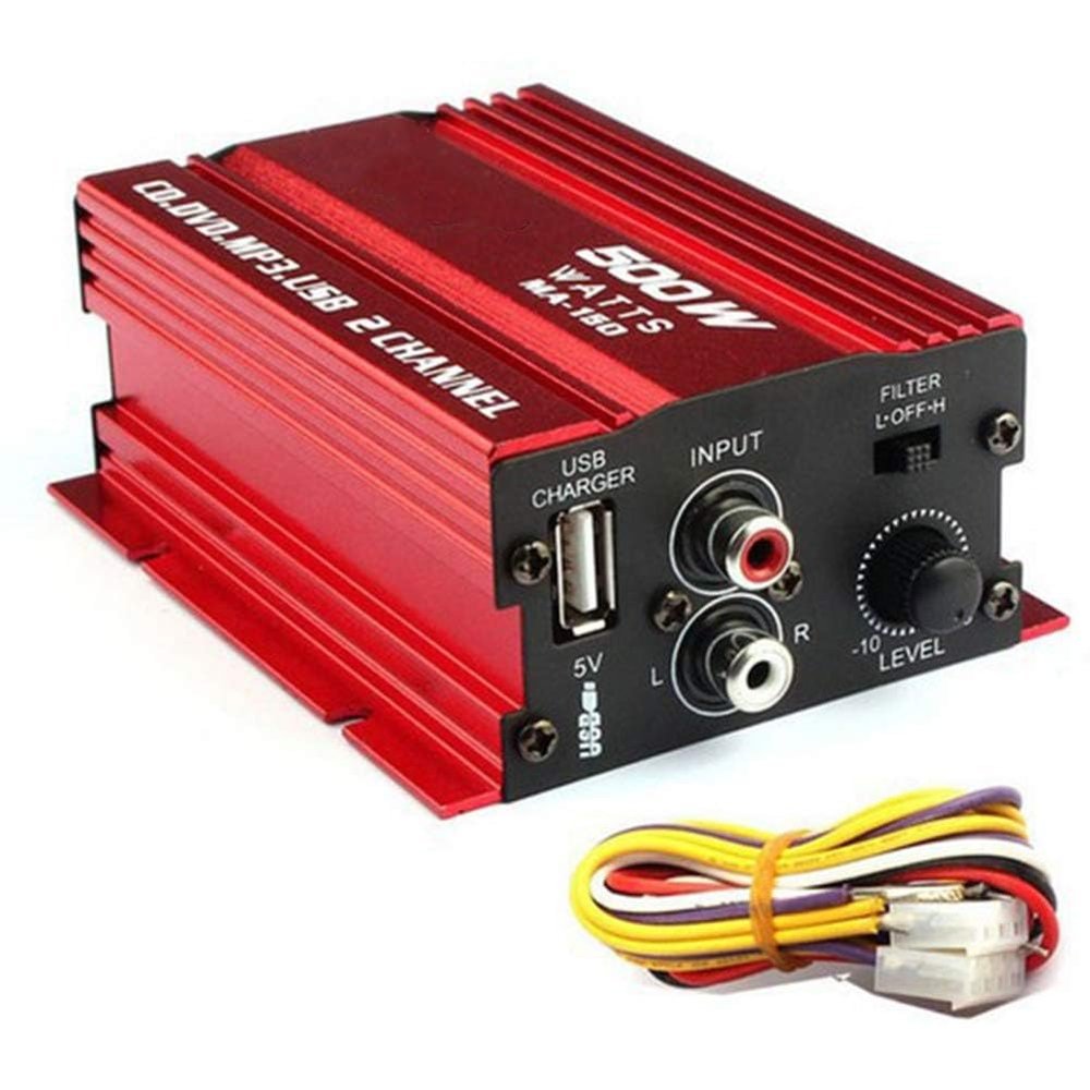 Danolapsi MA150 500W Car Motorcycle 12V 2CH 2 Channel Audio AMP Amplifier Subwoofer red