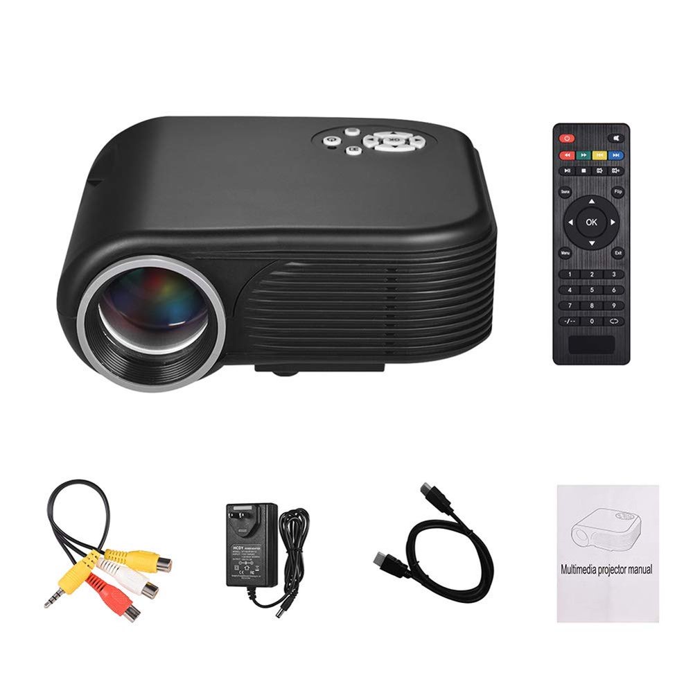 DJXIK 3D Portable LED Mini Video Projector 1080P Supported 30-100 Inch Projection Size with AV/VGA/USB/TF/HD Input Multimedia Video Projector