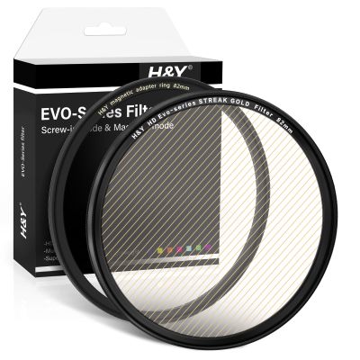 H&Y EVO Gold Streak Filter, 82mm Cinematic Flare Filter with Double-Mount Magnetic & Screw-in 2-in-1, Warm Gold Flare Anamorphic Effect for Video