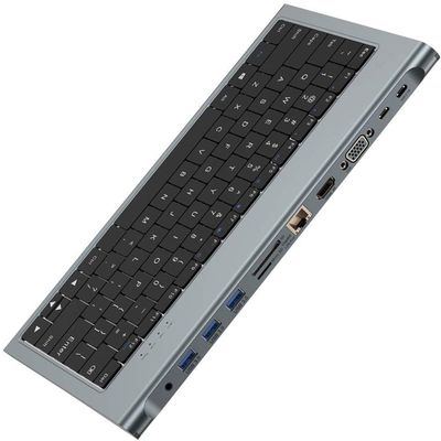 USB HUB Wired Computer Keyboard,11 in 1 USB C Docking Station with 4K HDMI, 3 USB Ports, 100W PD, SD/TF, Ethernet, 3.5 Audio