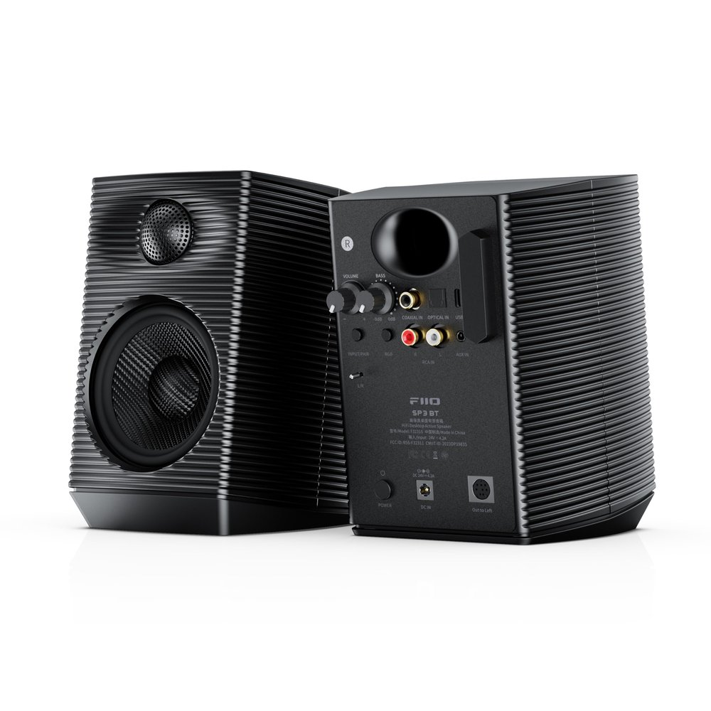 FiiO SP3 BT HiFi Bluetooth Active Desktop Speakers - 80W Stereo Computer Speakers and Home Music Sound System with AUX Audio/Coax/Optical/Type-C/RCA (Bluetooth White)