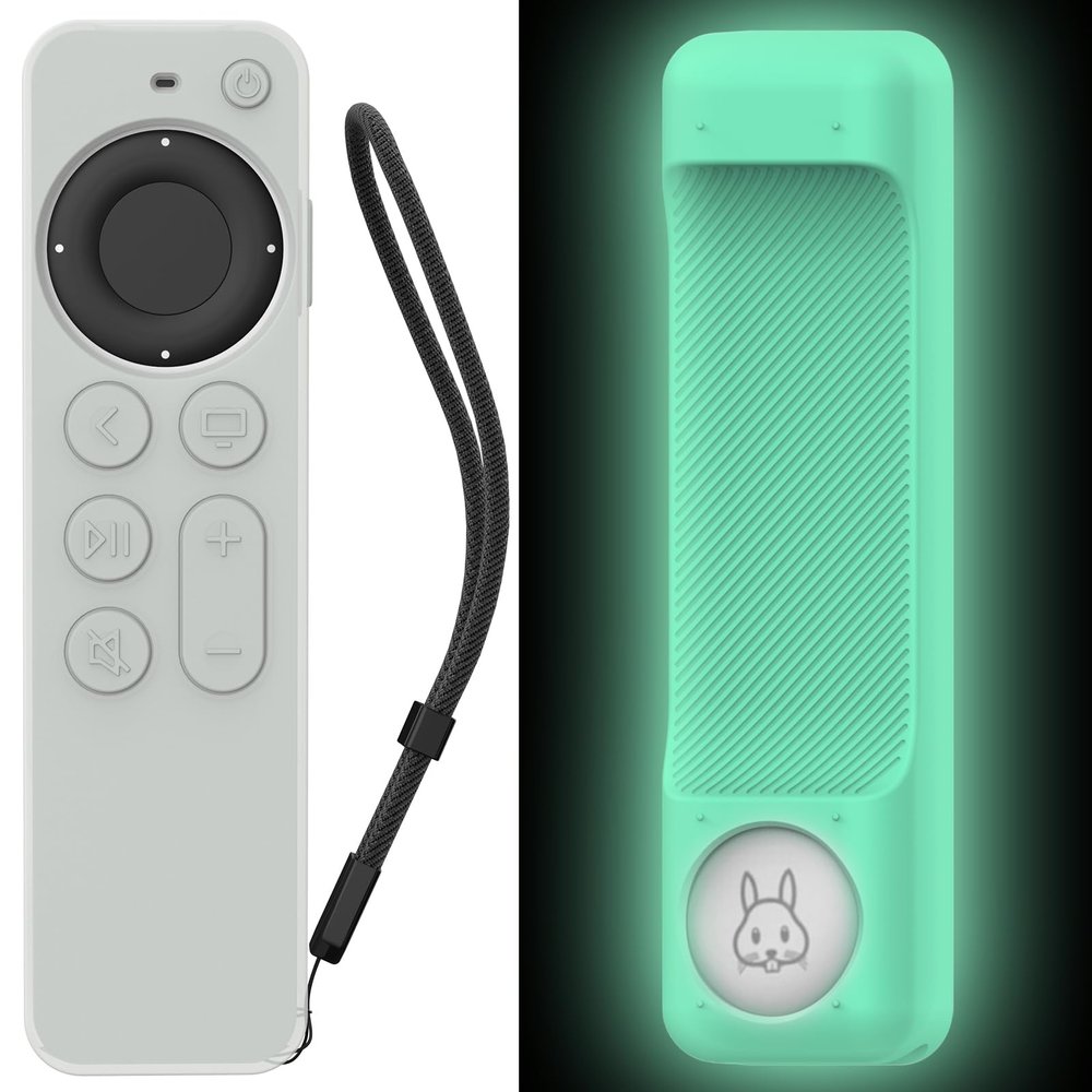 AhaStyle Case Compatible with 2022 Apple TV 4K HD Siri Remote 3rd Generation [AirTag Holder Built in] All Around Cover Apple TV Remote/Siri Remote (2nd) and AirTag (Glow Blue)