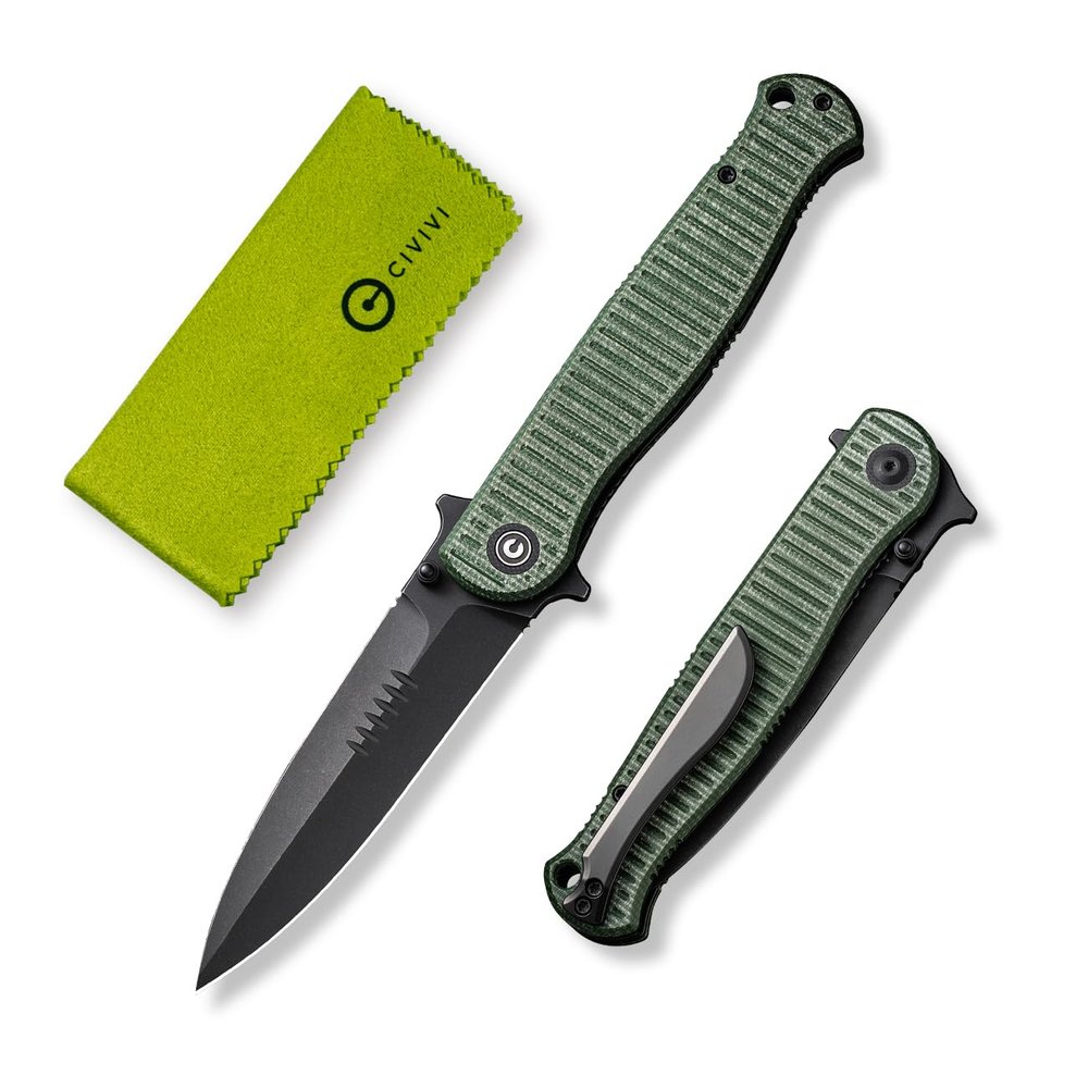 CIVIVI RS71 Pocket Knife for Men, Folding Knife with 4" Nitro-V Long Blade Micarta Full-size Handle for Camping Hunting Hiking C23025-3