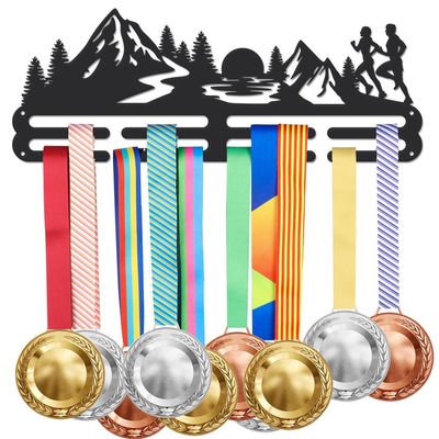 SUPERDANT Running Medal Hanger Display for Women Men Wall Mounted Sports Award Metal Holder with Iron Shelf Medal Organizer Holding Race Ribbon Great Gifts for Runners and Athletes