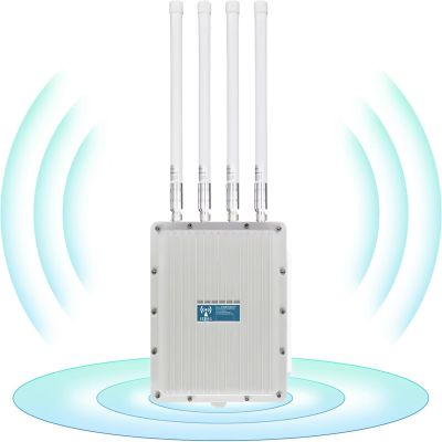 AX1200 Outdoor WiFi 5 Repeater & Extender, Dual Band Outdoor Wireless Access Point Bridge with 4 High Gain Antennas, Gigabit Port, Poe Powered, Support MU-MIMO, Seamless Roaming, Cloud Access