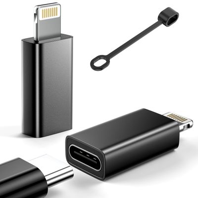 MFi Certified USB C to Lightning Adapter 2-Pack, 27W Fast Charging & Data Sync, Lightning to USB Type C Cable Adapter Compatible with iPhone 14/13/12/Pro/Max, iPad, AirPods, with Anti-Loss Lanyard