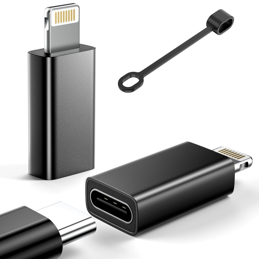 MFi Certified USB C to Lightning Adapter 2-Pack, 27W Fast Charging & Data Sync, Lightning to USB Type C Cable Adapter Compatible with iPhone 14/13/12/Pro/Max, iPad, AirPods, with Anti-Loss Lanyard