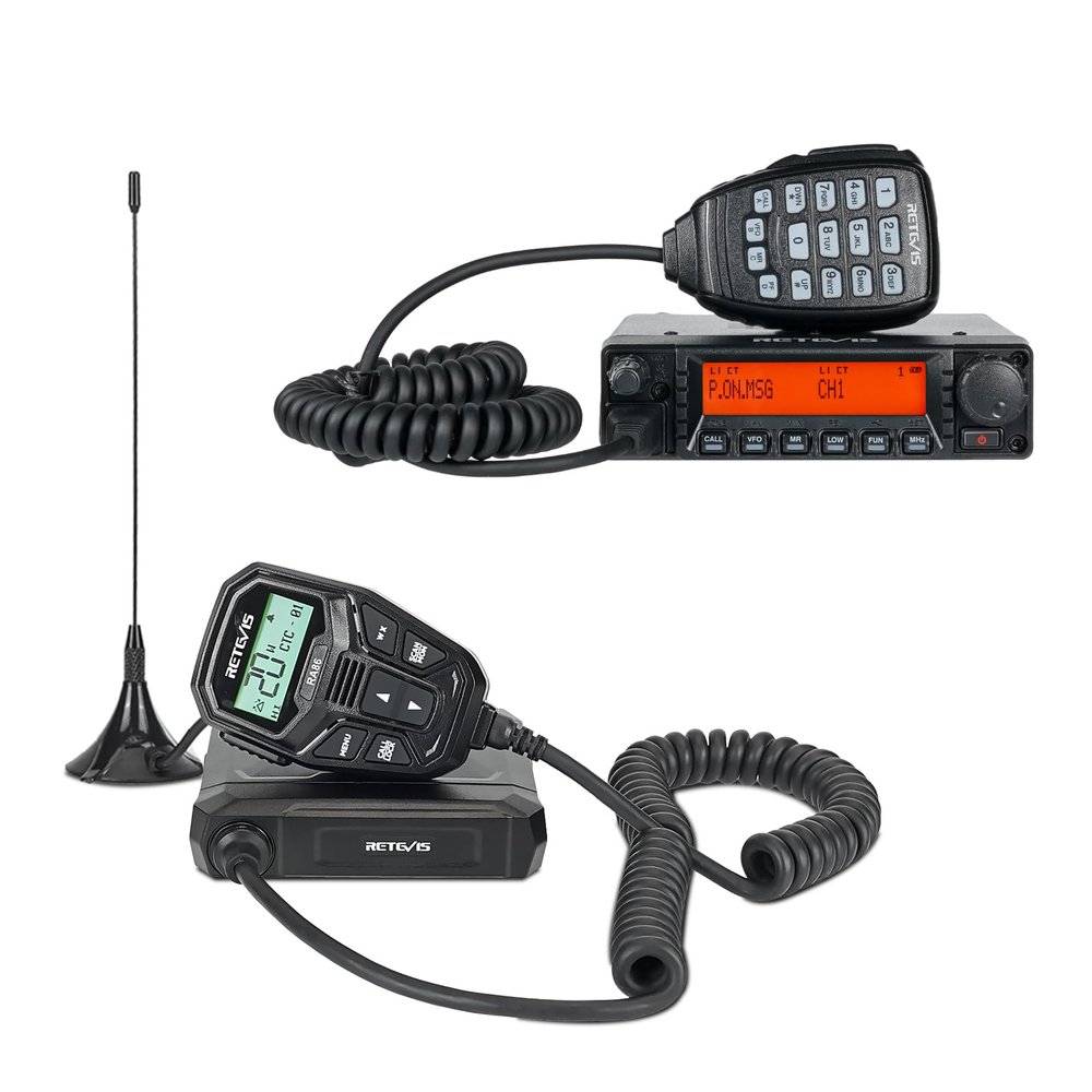 Retevis GMRS Communicate Solutions, RA87 Mobile Transceiver(1 Pack) Bundle with RA86 GMRS Mobile Radio(1 Pack), NOAA, Mic Contrl, Communication Kit for Off-Road