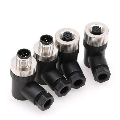 Eonvic 2 Sets Right Angle M12 5 Pin Male & Female A Code Circular Aviation Plug Industrial Sensor Connector Waterproof Right Angle 12mm Cable for NMEA 2000 Field Installable Garmin Networks