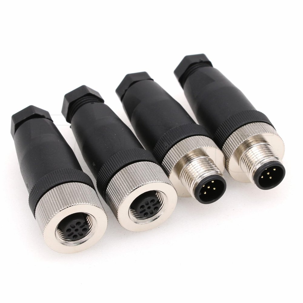 Eonvic 2 Sets M12 5 Pin Male & Female A Code Circular Aviation Plug Industrial Sensor Connector 60V 4A Waterproof Straight 12mm Connector Plug Cable Adapter