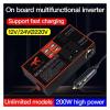 PDOLIGBDN 2 in 1 Car Mounted Inverter 12V-24V to 110V-220V Socket Power Converter Cars Socket Multifunctional USB 3.1 Fast Charging, Black view 2