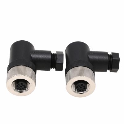 Eonvic M12 4 Pin Female Connector, 12mm A Code Right Angle Industrial Circular Connector, Unshiled Field Assembly Wireable Sensor IP67 250V 4A AC/DC 2pcs