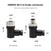 Eonvic M12 4 Pin Female Connector, 12mm A Code Right Angle Industrial Circular Connector, Unshiled Field Assembly Wireable Sensor IP67 250V 4A AC/DC 2pcs view 3