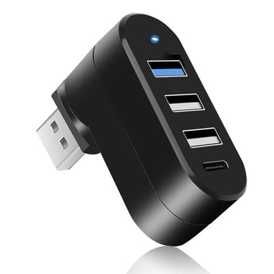 USB 3.0 Hub, 4 Ports USB Extender [90/180 Degree Rotatable] for Laptop/Macbook, USB Splitter Hub with 3 USB Ports & 1 USB Type-c Charge Power/Data Port for Desktop, Car, MacBook, Tablet, Xbox, PS...