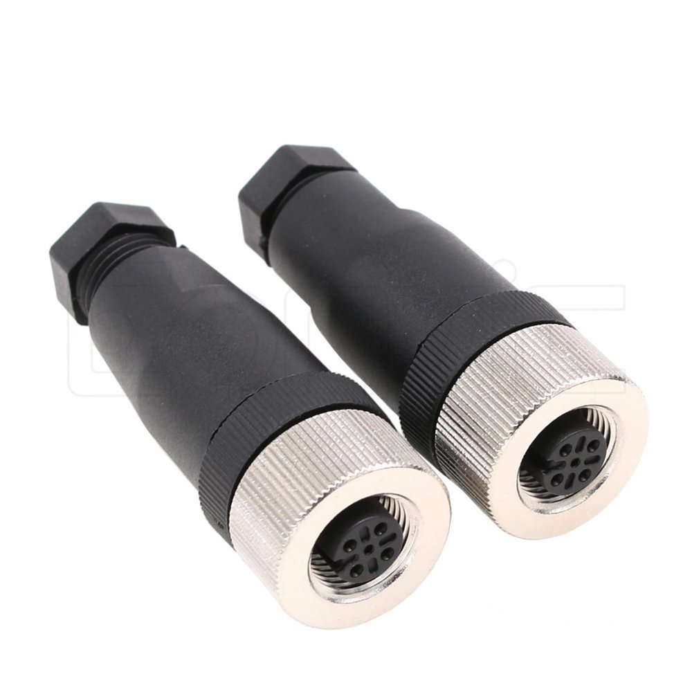 Eonvic 2PCS M12 5 Pin Female A Code Circular Aviation Plug Industrial Sensor Connector 60V 4A Waterproof Straight 12mm Connector Plug Cable Adapter