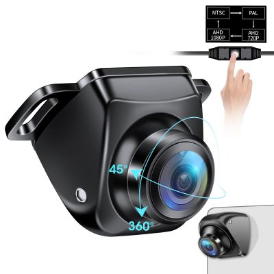 AHD 1080P Backup Camera 4 Signal Switch 360 Rotatable Back up Camera for Cars 170 Reverse Camera Night Vision IP69K Waterproof Front/Side/Rear View Camera for Truck/RV/Vehicle, 2 Back Covers