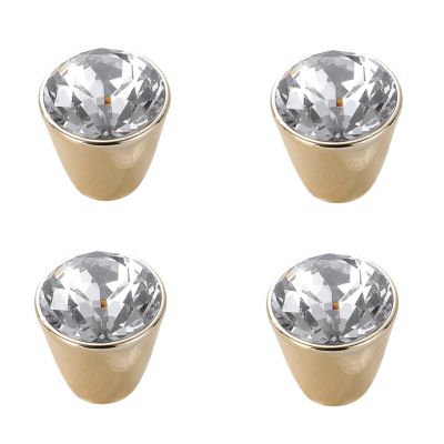CETEOR Drawer Handles and knobs, 4 Pack Gold Diamond Handle Cabinet Door Crystal Handle Cabinet Wardrobe Door Crystal Handle, Oval Knob