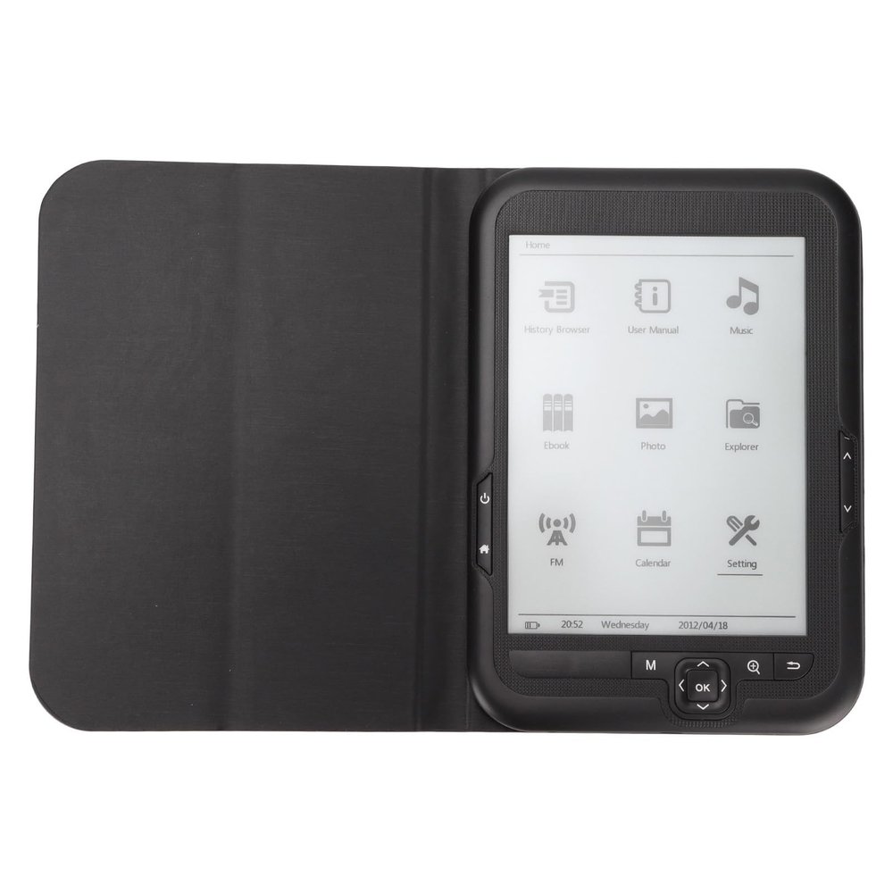 Xiuganpo 6in E Reader, Ink Screen HD 800x600 eReader, Multi Function Navigation Keys, 8GB/16GB Memory eBooks with Protective Cover, Supports Various File Formats, Support FM Music