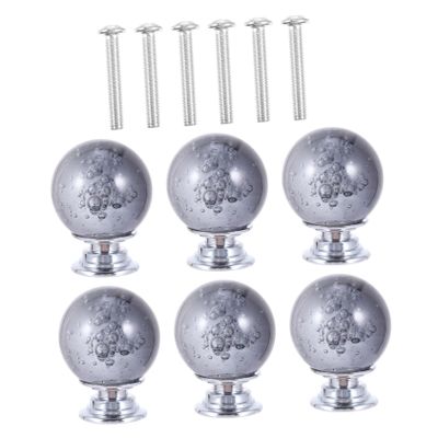 CETEOR Drawer Handles and knobs, 6pcs Crystal Closet Dresser Round Vanity Tray Glass Knobs Glass Cabinet Knobs Knobs Crystal Pull Door Pull Door The Bubble (Color : Transparent Grey, Size : 4X3X3CM)