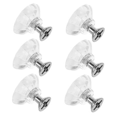 CETEOR Drawer Handles and knobs, 6pcs Crystal Clear Clear Dresser Glass Vanity Desk Knobs for Closet Clear Knobs Bar Door Knobs Door Ornament Door Glass, Transparent
