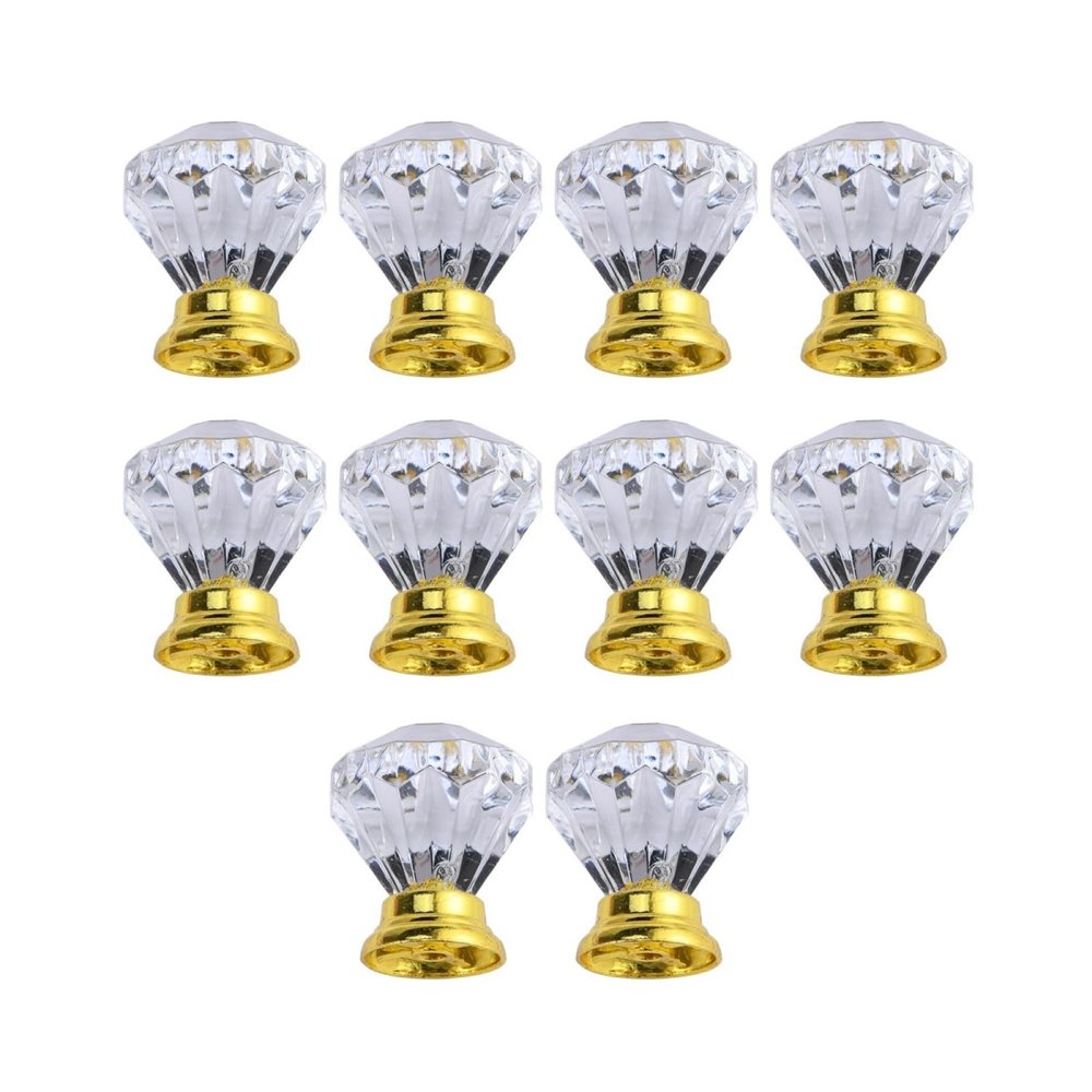 CETEOR Drawer Handles and knobs, 10 Pack Crystal Clear Handle Door Cabinet Drawer Door Knob Acrylic Handle Transparent Silver Base (Color : Transparent Gold Bottom)