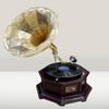 DirectNine Basics Beautiful Antique Style Gramophone, Phonograph New Working - Record Player Antique Style - Handmade Gramophone - Nice Gift Idea and Home Decor, Brass & Brown view 1