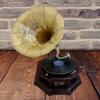 DirectNine Basics Beautiful Antique Style Gramophone, Phonograph New Working - Record Player Antique Style - Handmade Gramophone - Nice Gift Idea and Home Decor, Brass & Brown view 2
