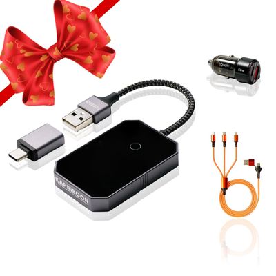 Wireless Carplay Adapter 2024 for Apple iPhone and for Android Auto Bluetooth - Best Mini Adapter - Smart Dongle - Wire to Wireless - Plug and Play Carplay