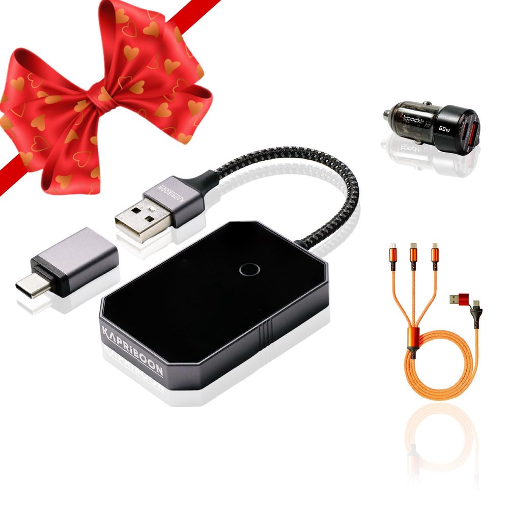 Wireless Carplay Adapter 2024 for Apple iPhone and for Android Auto Bluetooth - Best Mini Adapter - Smart Dongle - Wire to Wireless - Plug and Play Carplay
