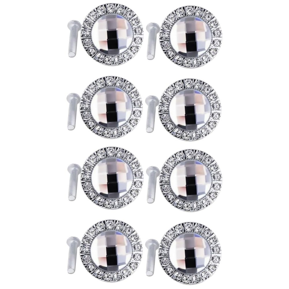 CETEOR Drawer Handles and knobs, 2pcs 2Pcs Glass knobs Glass Vanity Rhinestone knobs Rhinestone Cabinet Pull Knob Crystal Closet Creative Closet (Color : Whitex2pcs, Size : 3X3CMx2pcs)