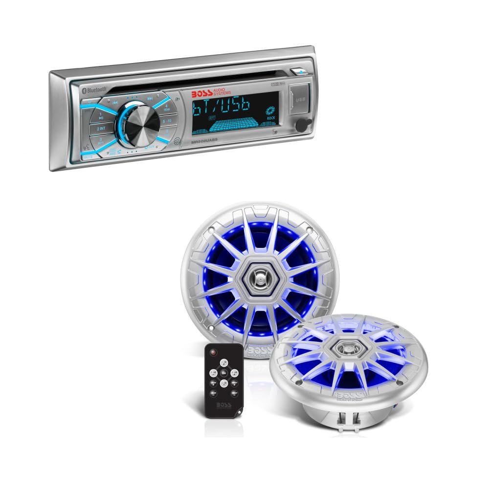 BOSS Audio Systems Marine Bluetooth Radio + 6.5 Inch Marine Speakers