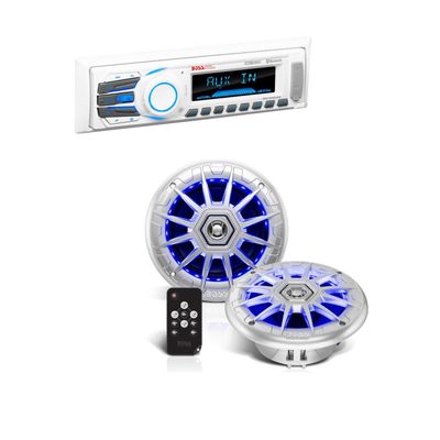BOSS Audio Systems Marine Bluetooth Radio + 6.5 Inch Marine Speakers