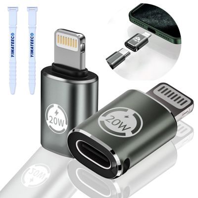 USB C to Lightning Adapter 20W PD Fast Charging Data Transfer, [2 Pack] USB C Female to Lightning Male Adapter Supports for iPhone 14/13/12/11/XS/XR, iPad/iPod/AirPods, Not for OTG(Dark Green, 2Pcs)