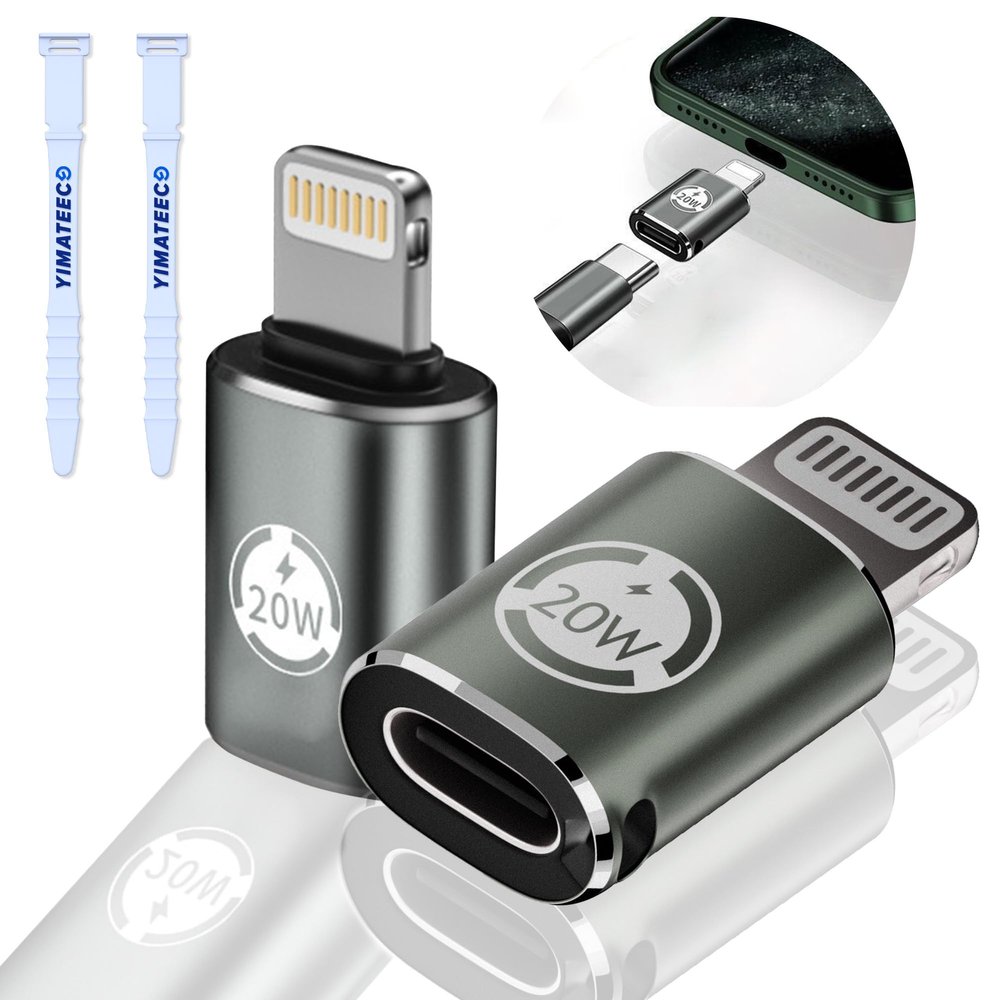 USB C to Lightning Adapter 20W PD Fast Charging Data Transfer, [2 Pack] USB C Female to Lightning Male Adapter Supports for iPhone 14/13/12/11/XS/XR, iPad/iPod/AirPods, Not for OTG(Dark Green, 2Pcs)