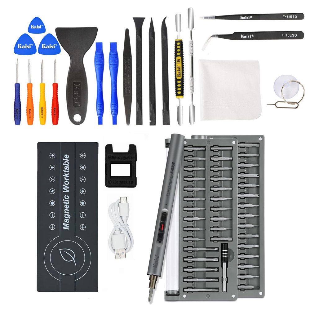 Kaisi Professional Electronics Opening Pry Tool Repair Kit,60 Piece Mini Precision Cordless Screwdriver for Phone Computer Laptop Watch